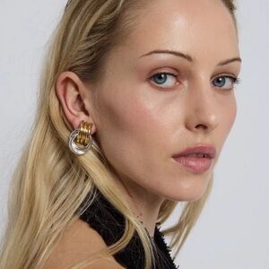 Heaven Mayhem Gold and Silver Double Knot Mixed Metal Earrings